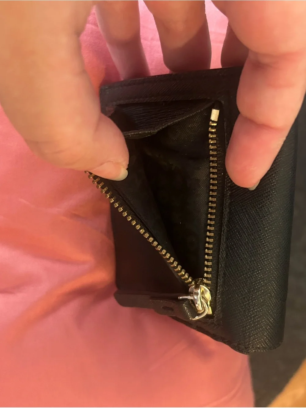 kate spade black leather compact wallet